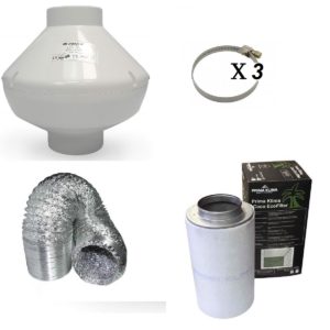 KIT ESTRATTORE CENTRIFUGO VK 100mm 250mc/h e FILTRO Prima Klima