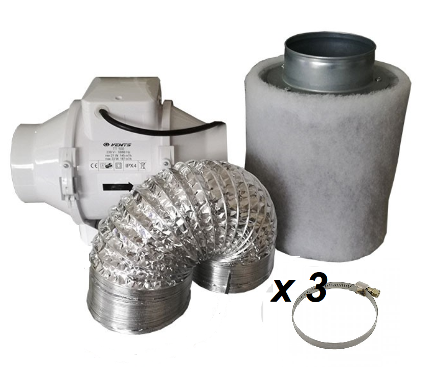 KIT ESTRATTORE TT 250mm 1100-1400 mc/h & FILTRO